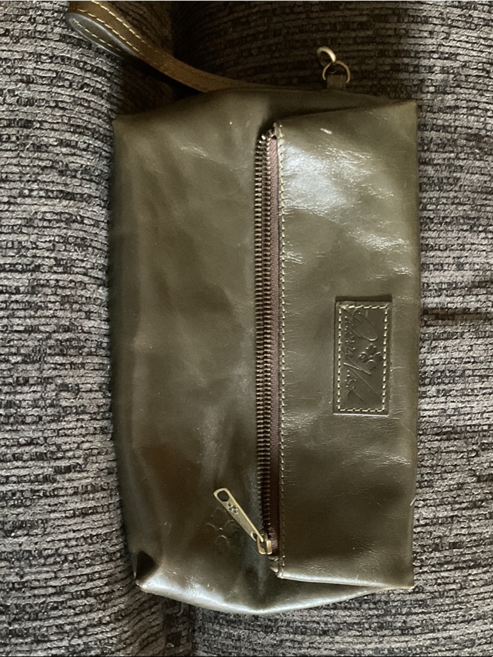 Patricia Nash Olive Green Leather Wristlet Clutch
